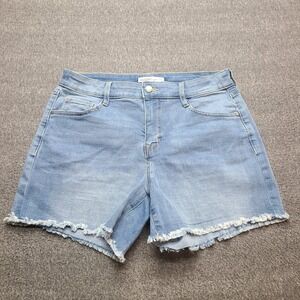 Nine West Denim Shorts Womens 6 Blue Excellent Frayed Raw Hem Stretch Light Wash